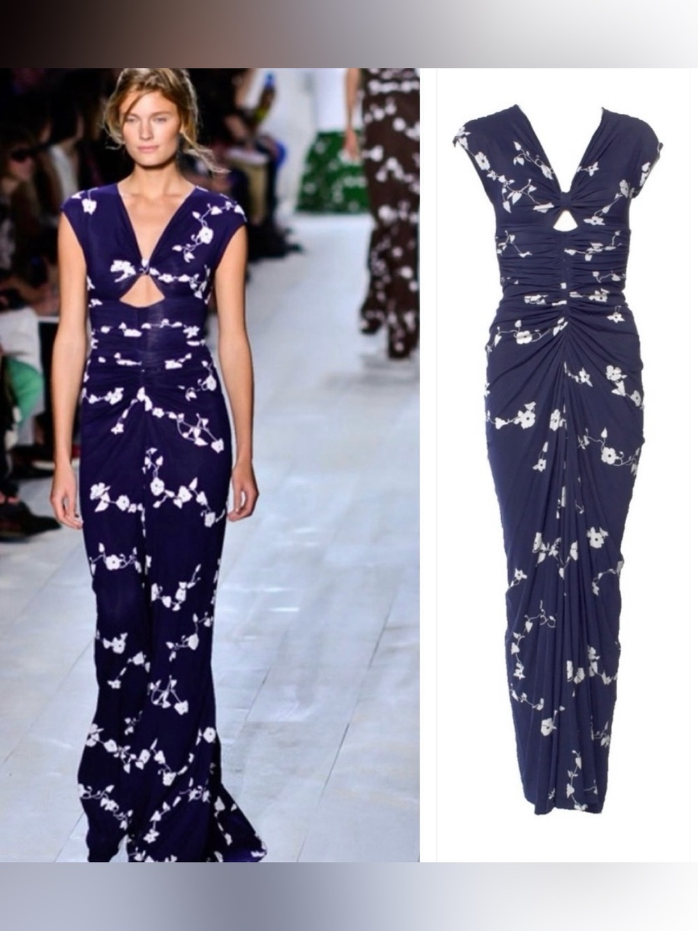 Michael Kors 2014 runway blue floral maxi dress